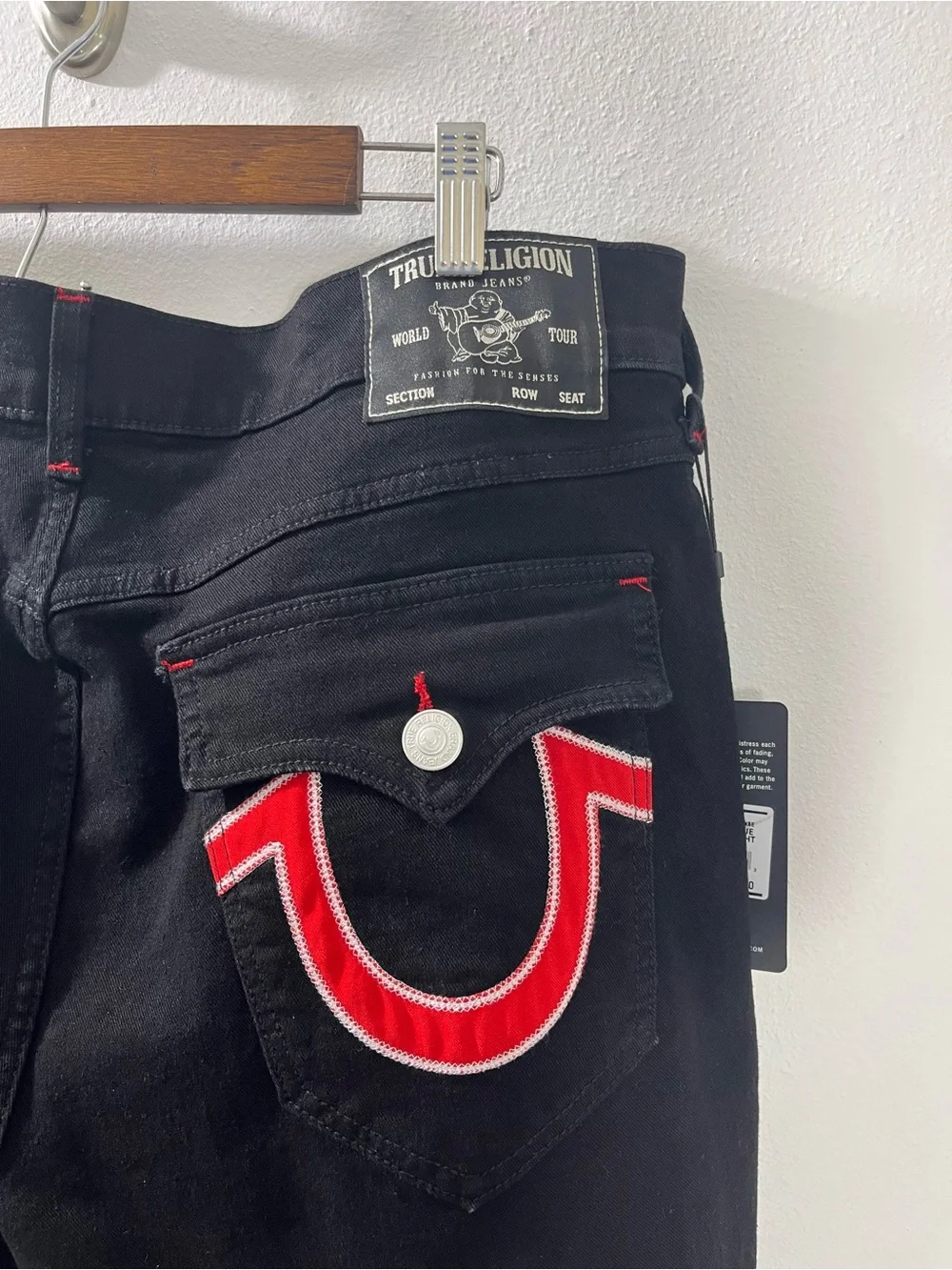 True Religion Ricky Appliqué SN Flap Straight “2SB Black Rinse” 38x30 #701654